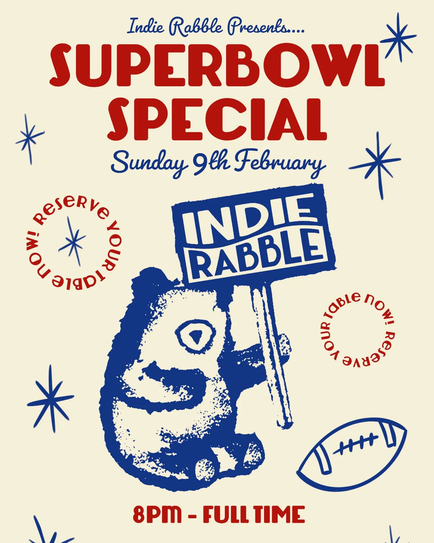 Watch the Super Bowl at Indie Rabble!